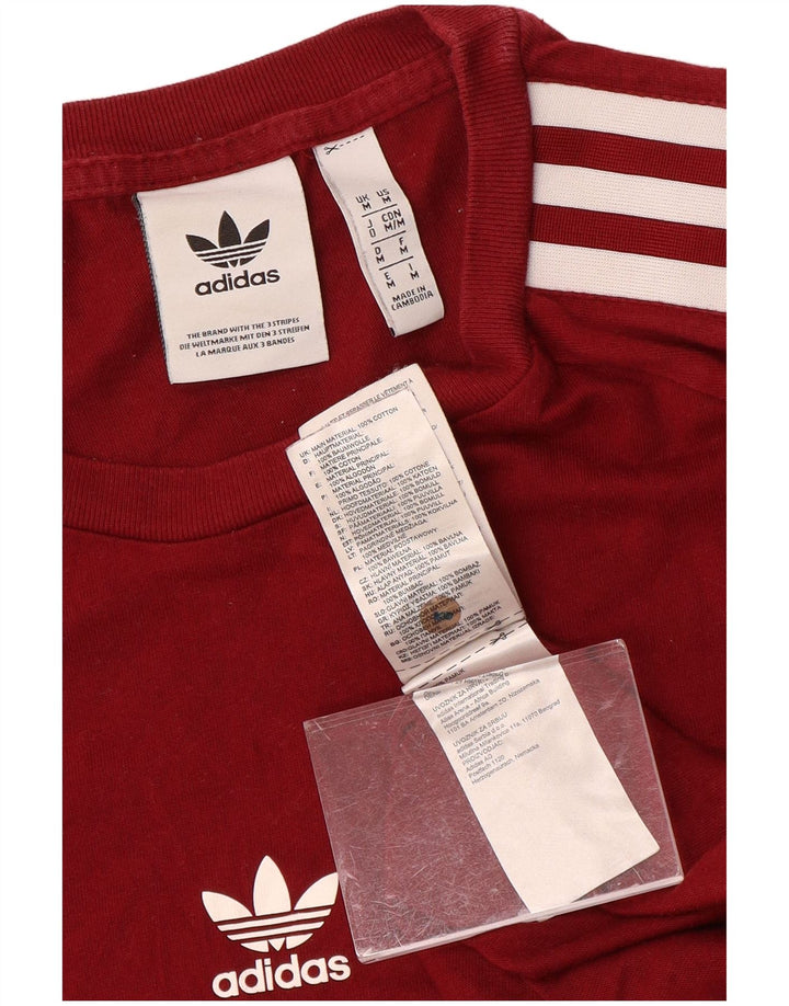 Adidas Mens Graphic T-Shirt Top Médio Algodão Borgonha