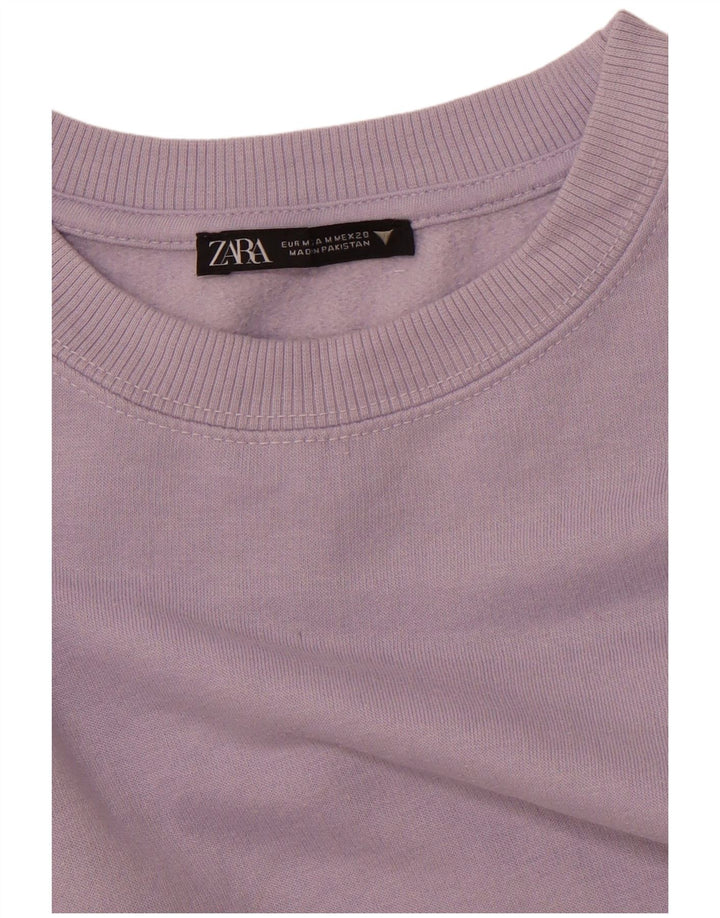 ZARA moletom feminino oversized cropped UK 14 médio roxo