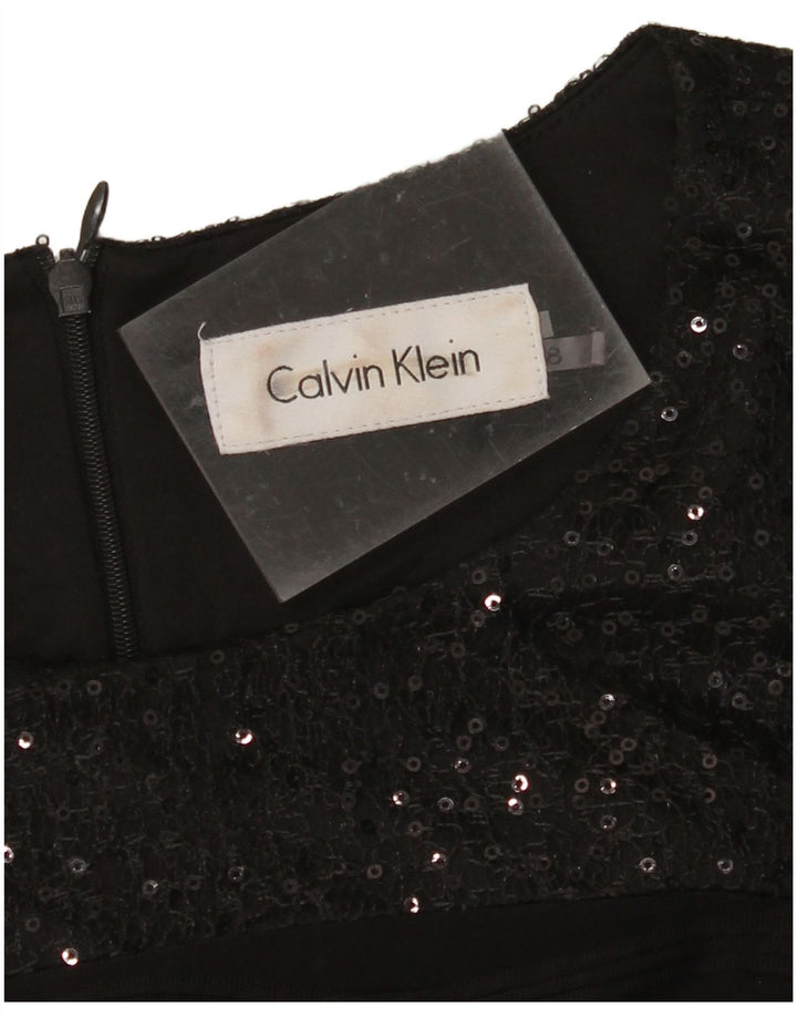 CALVIN KLEIN Vestido feminino sem mangas com bainha US 8 médio preto