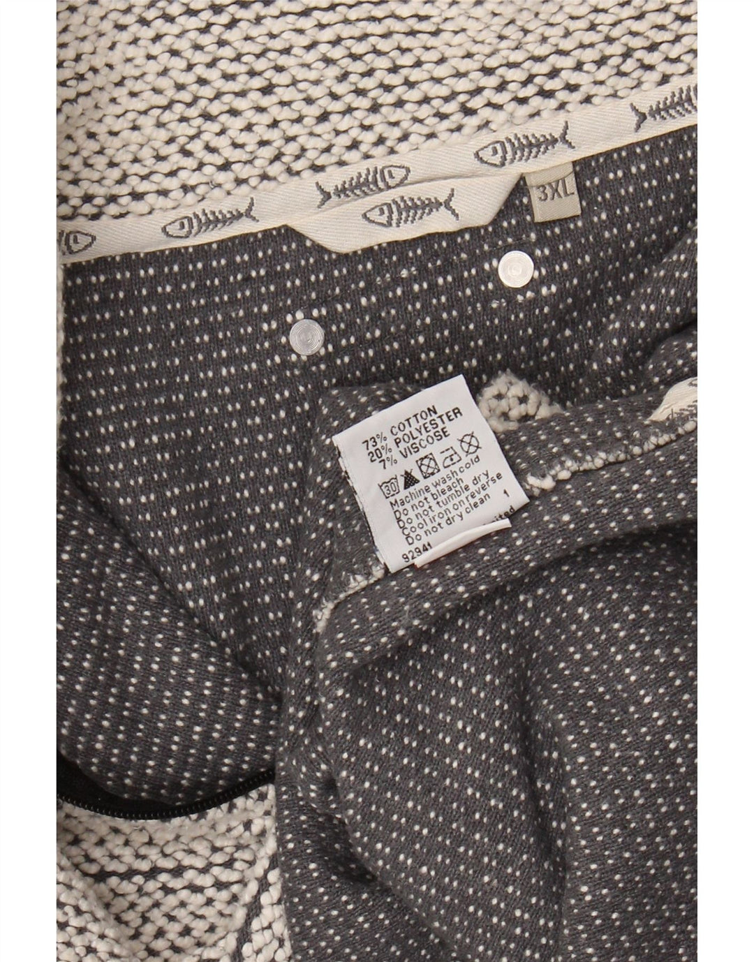 WEIRD FISH Suéter masculino com zíper e pescoço 3XL algodão cinza