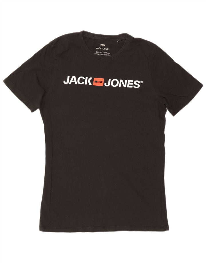 Camiseta gráfica masculina Jack & Jones Top médio preto