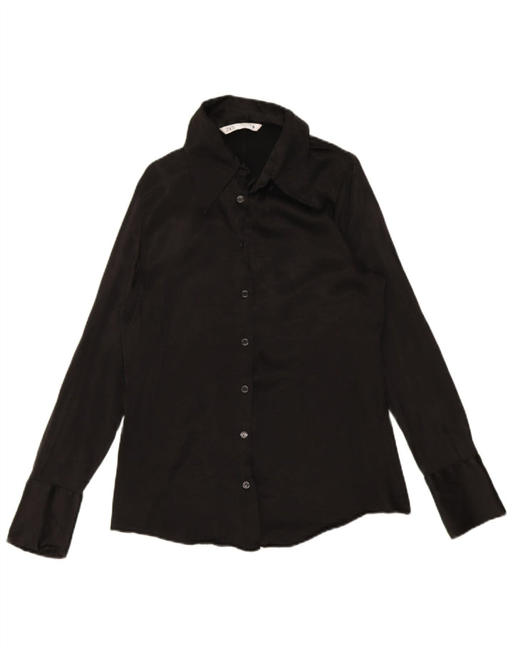 Blusa camisa feminina Zara Reino Unido 14 grande preta
