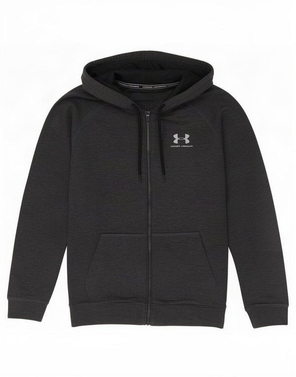 Suéter masculino com capuz e zíper Under Armour algodão cinza médio
