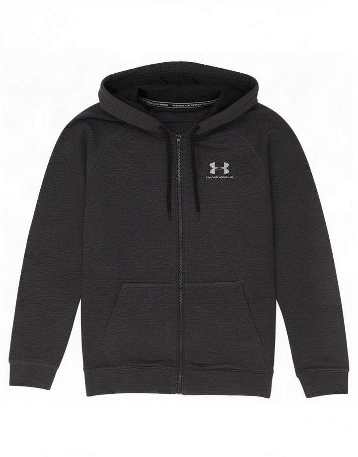 Suéter masculino com capuz e zíper Under Armour algodão cinza médio