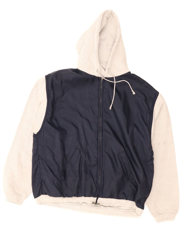 Jaqueta masculina vintage com capuz e moletom médio azul marinho Colourblock