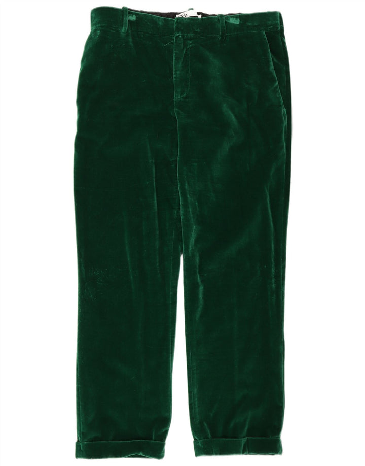 Zara Calça Capri Feminina De Veludo XL W32 L23 Verde