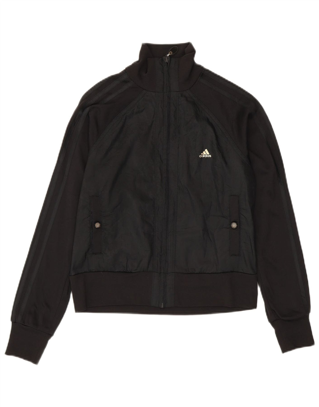 Adidas Womens Tracksuit Top Jacket UK 14 Médio Preto Poliamida