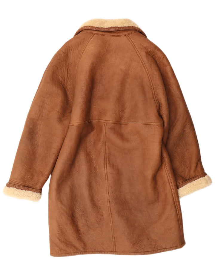Jaqueta masculina vintage Shearling UK 38 couro marrom médio clássico