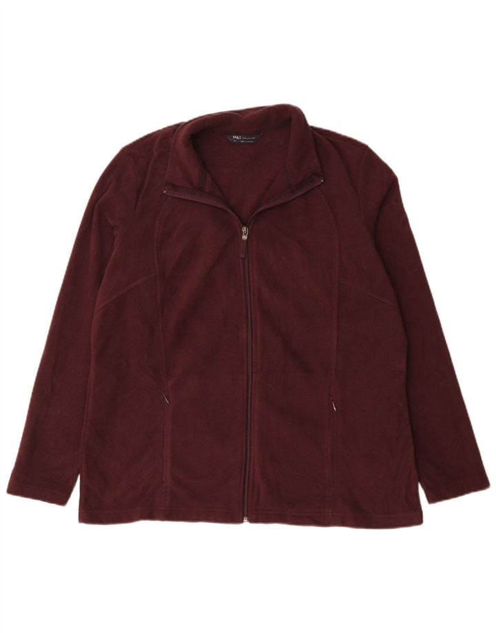 Jaqueta feminina de lã grande Marks & Spencer Reino Unido 18 XL Borgonha poliéster