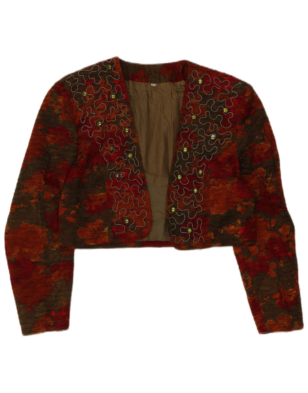 Bolero feminino vintage IT 42 viscose floral multicolorida média