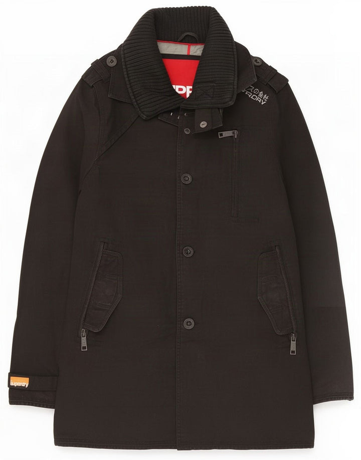 Casaco impermeável masculino Superdry UK 38 algodão preto médio
