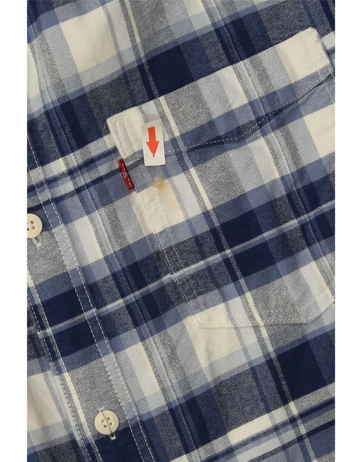 Camisa masculina de flanela padrão Levi's XL azul xadrez algodão