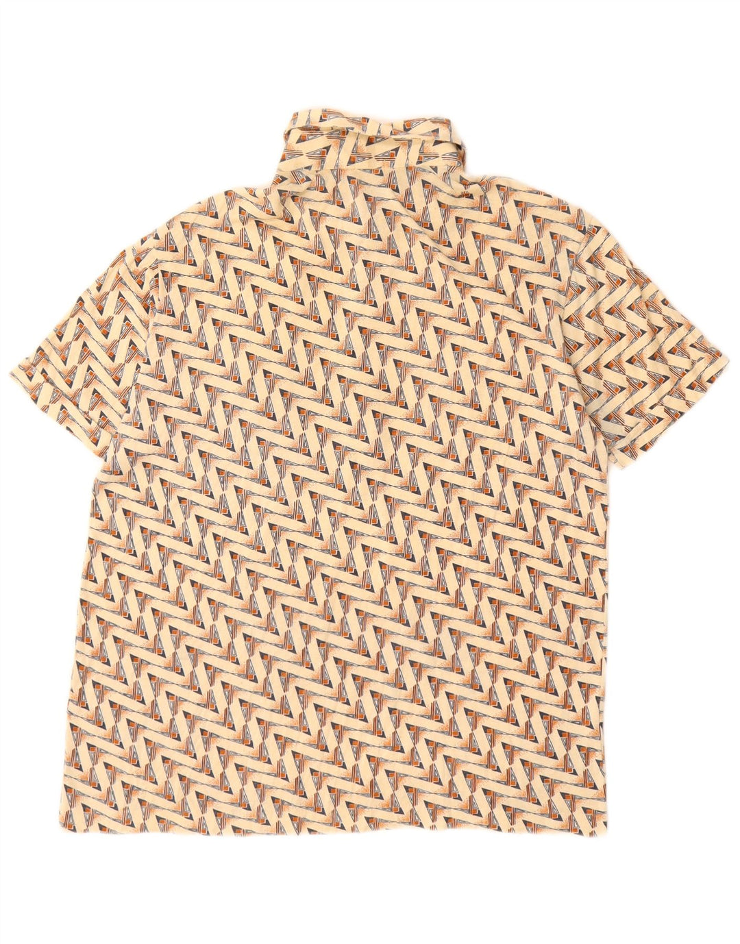 Camisa polo masculina vintage algodão geométrico bege médio