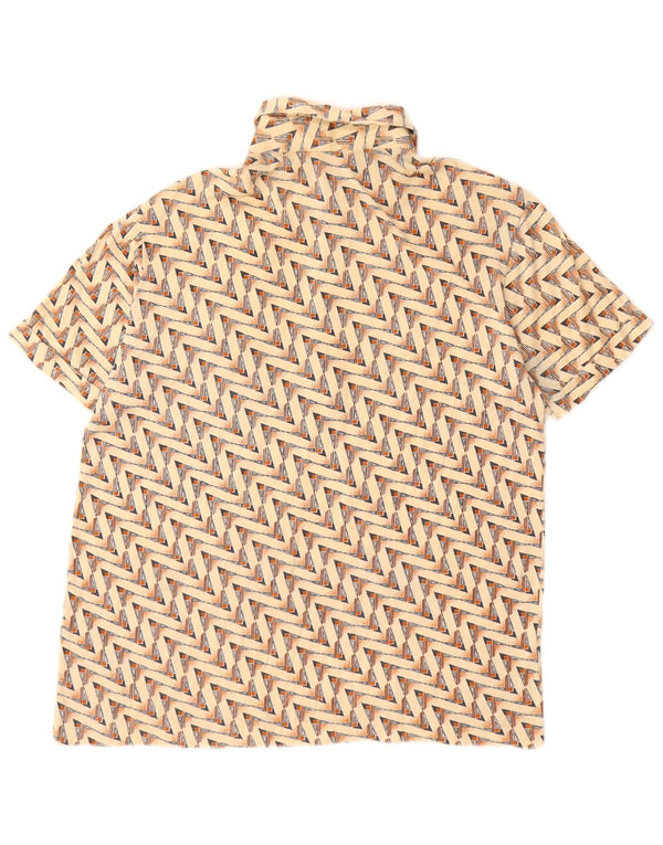 Camisa polo masculina vintage algodão geométrico bege médio