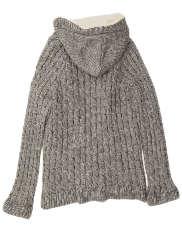 Suéter cardigã feminino com capuz Zara UK 14 cinza médio acrílico