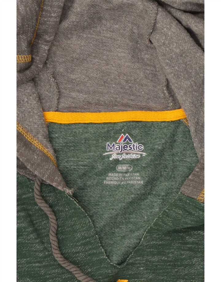 MAJESTIC Mens Graphic Hoodie Jumper Medium Green Colourblock Cotton Vintage Majestic and Second-Hand Majestic from Messina Hembry 