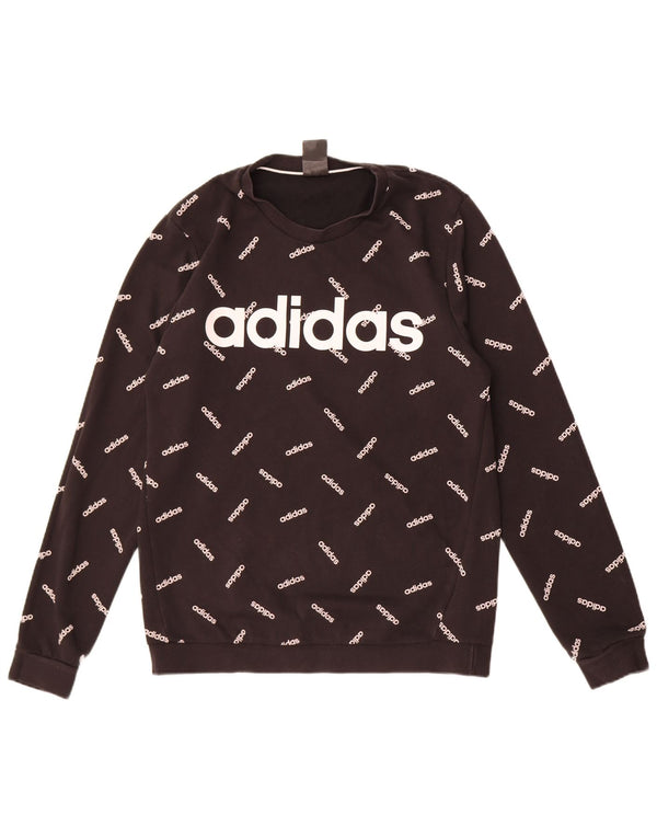 Adidas Mens Graphic Moletom Jumper Médio Algodão Preto