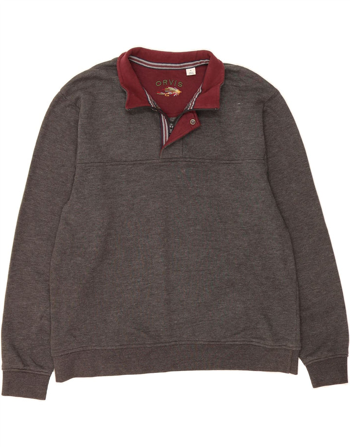 Moletom masculino ORVIS com zíper e gola XL algodão cinza