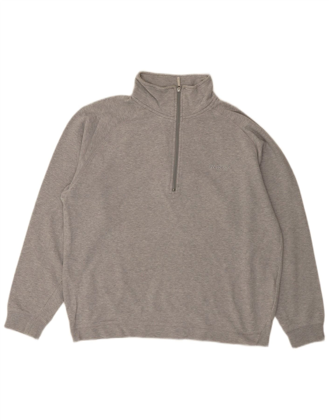 Suéter masculino REEBOK com zíper e gola grande de algodão manchado cinza