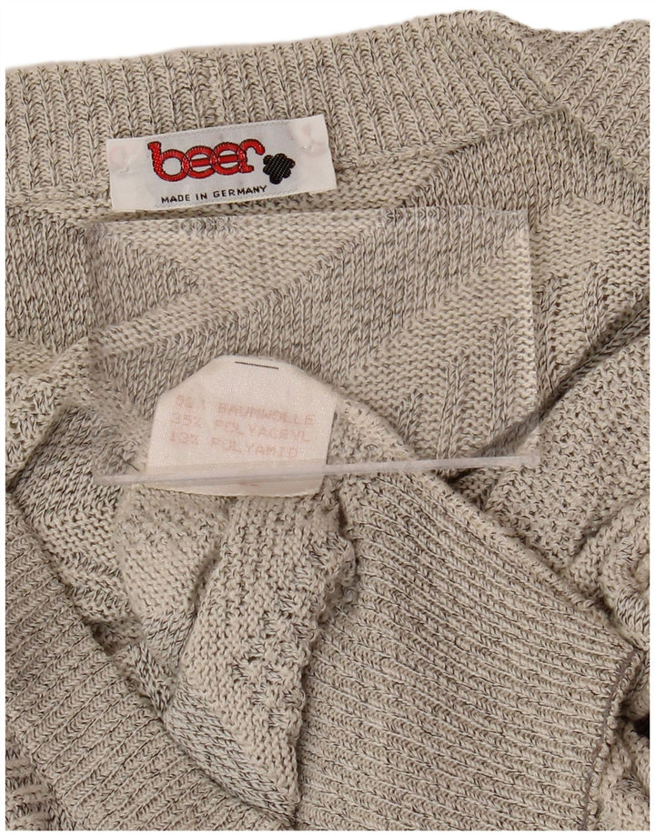 Suéter cardigã masculino VINTAGE grande algodão geométrico cinza