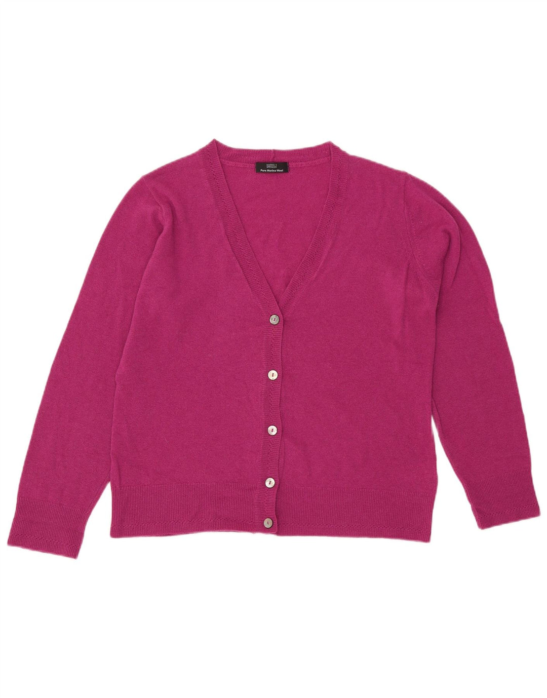 Suéter cardigã feminino Marks & Spencer UK 14 grande lã rosa