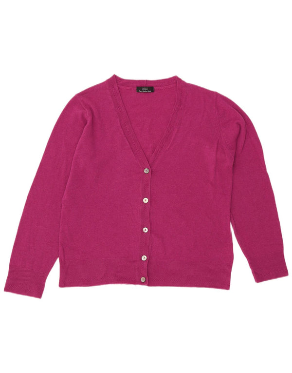 Suéter cardigã feminino Marks & Spencer UK 14 grande lã rosa