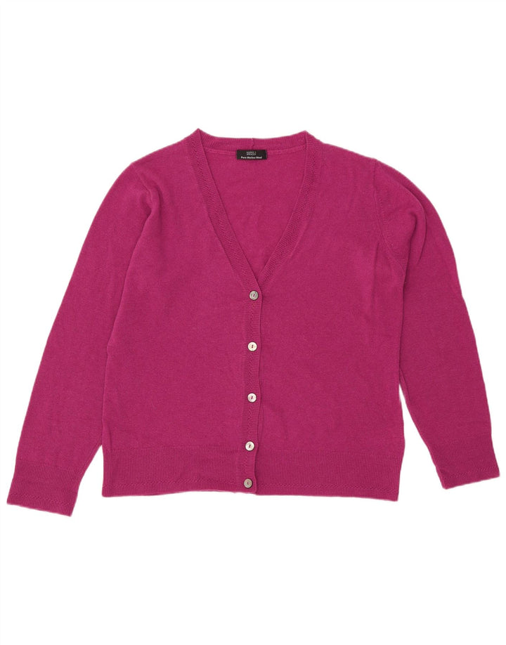 Suéter cardigã feminino Marks & Spencer UK 14 grande lã rosa