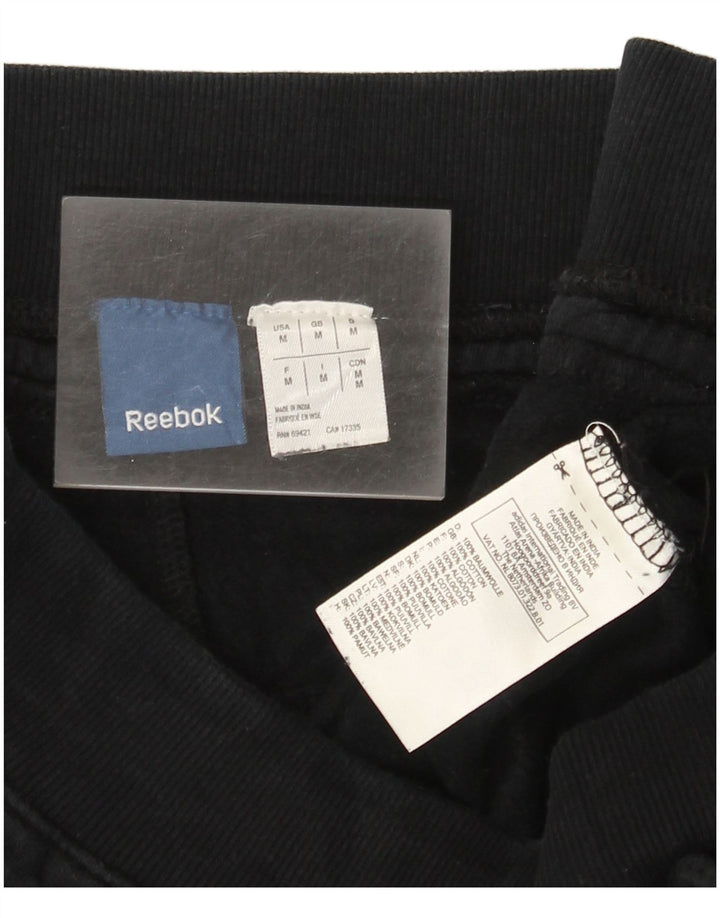 Reebok Mens Graphic Calças de treino Joggers Médio Algodão Preto