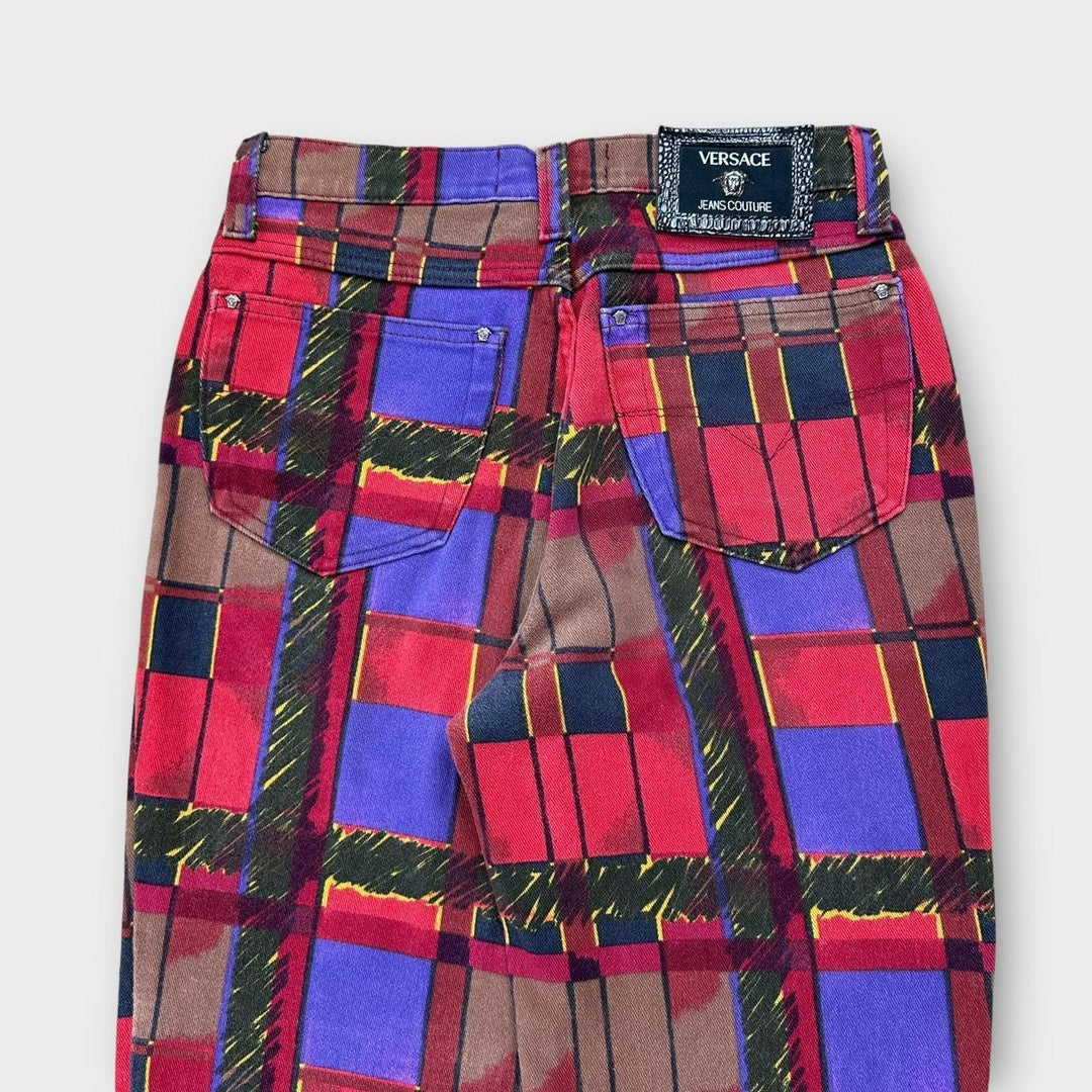 Calça jeans vintage Versace com estampa - cintura 27”