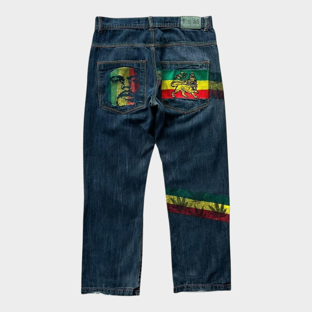 Jeans Baggy Hip-hop Rasta - cintura 34