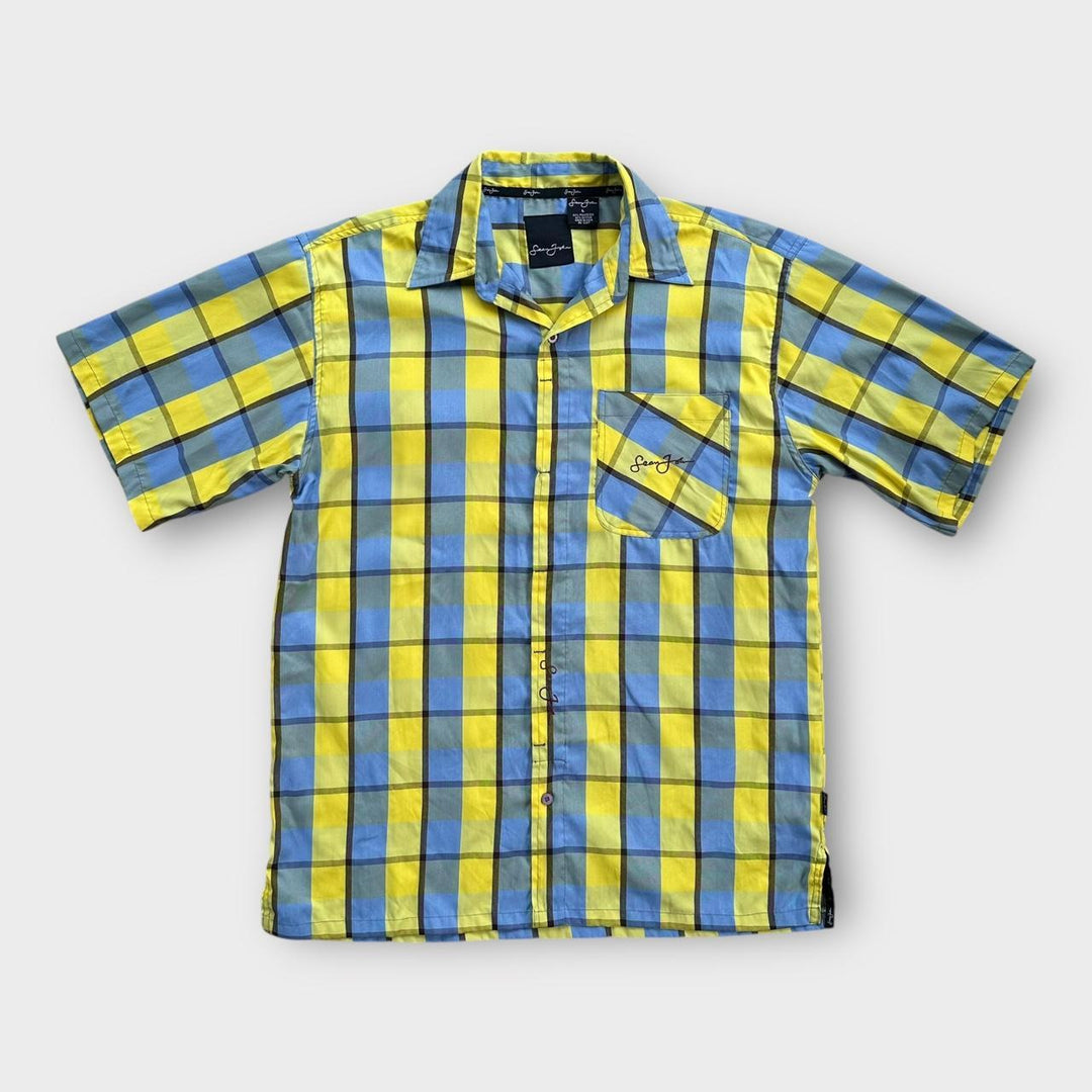 Camisa vintage de manga curta Sean John - grande (cabe como uma folgada XL)