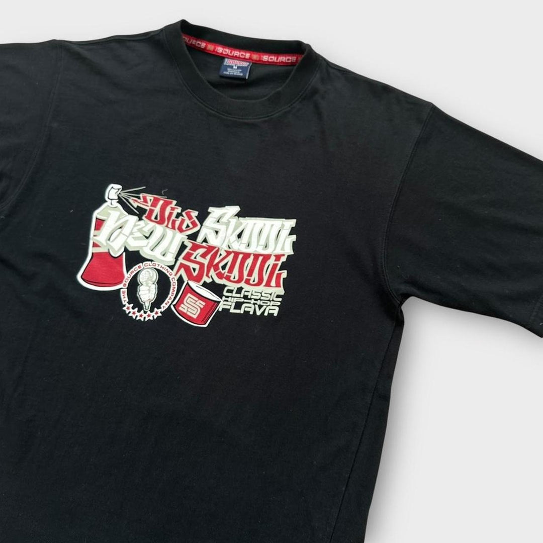 Camiseta com estampa de hip hop Y2K – média (cabe como uma grande)