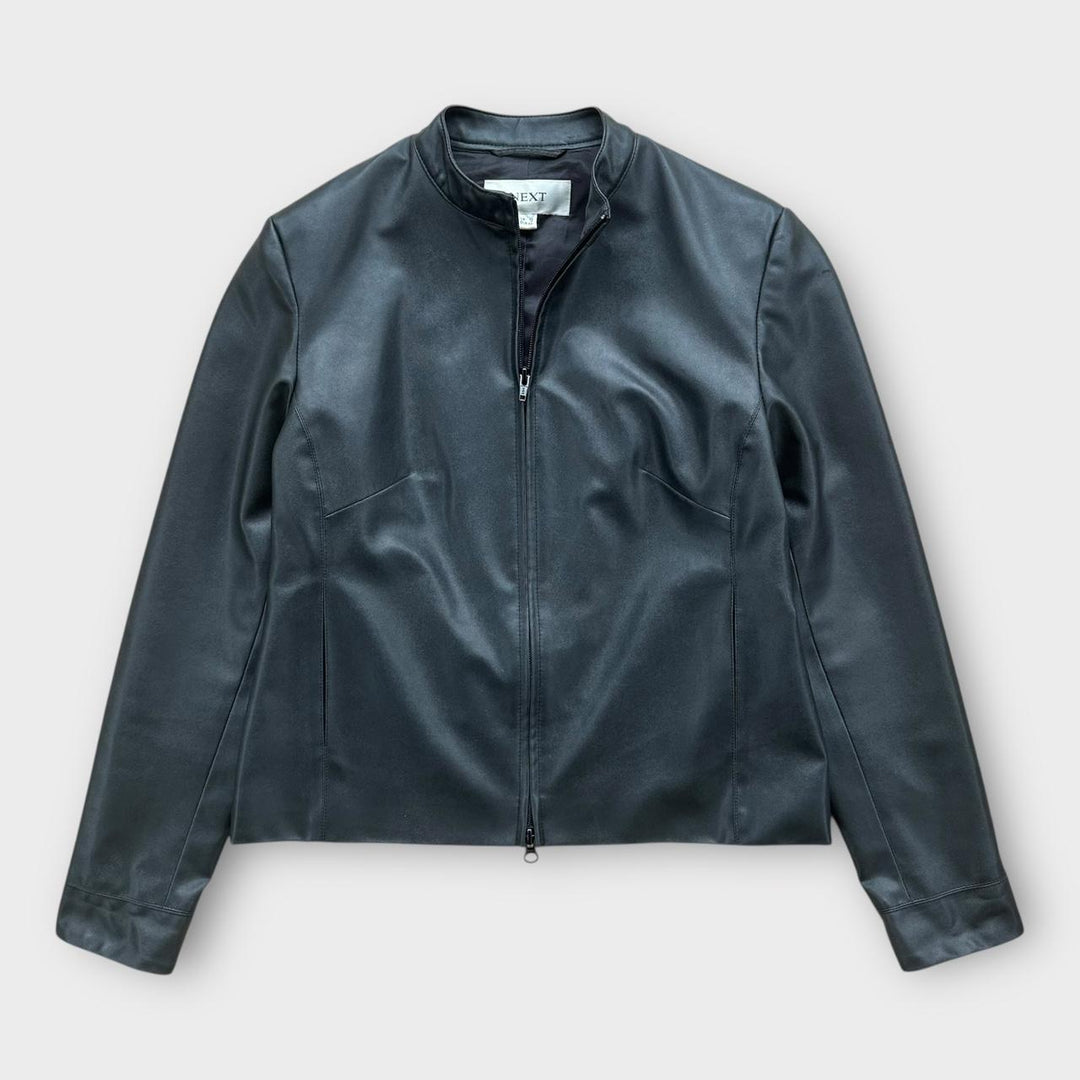 Jaqueta de couro vintage Y2K para mulher - UK12