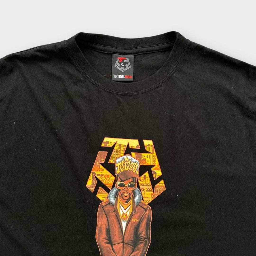 Camiseta com estampa tribal hip-hop Y2K - XL