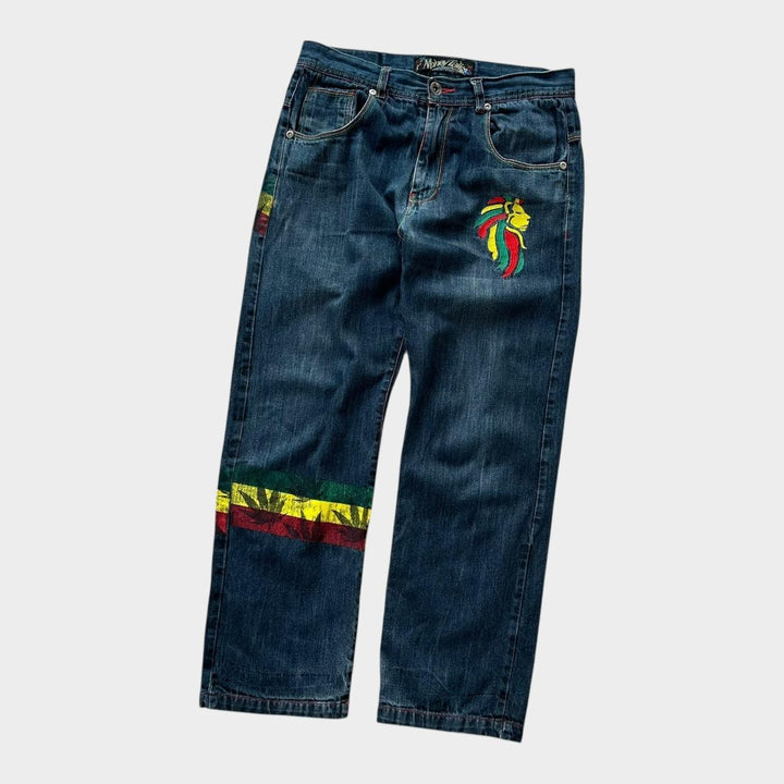 Jeans Baggy Hip-hop Rasta - cintura 34