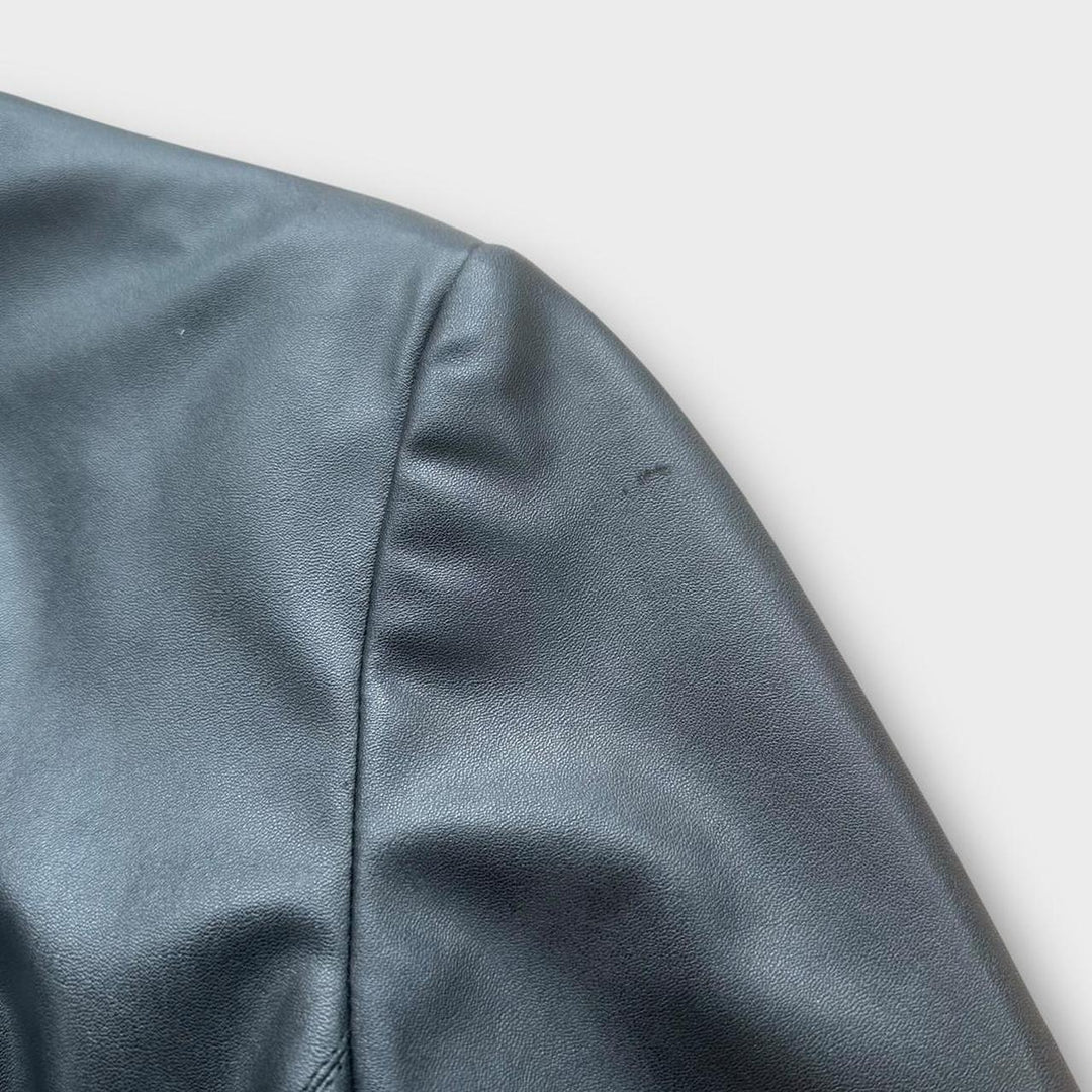 Jaqueta de couro vintage Y2K para mulher - UK12