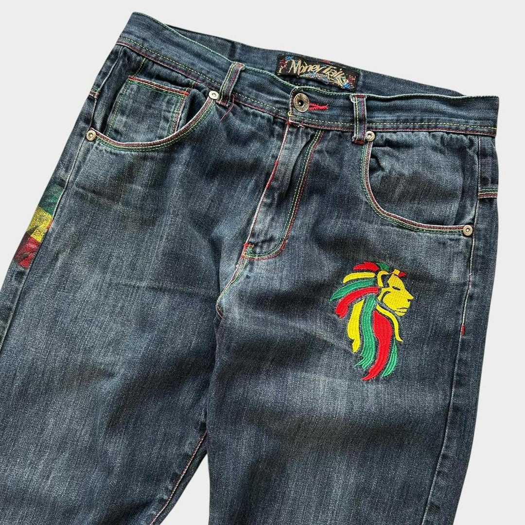 Jeans Baggy Hip-hop Rasta - cintura 34