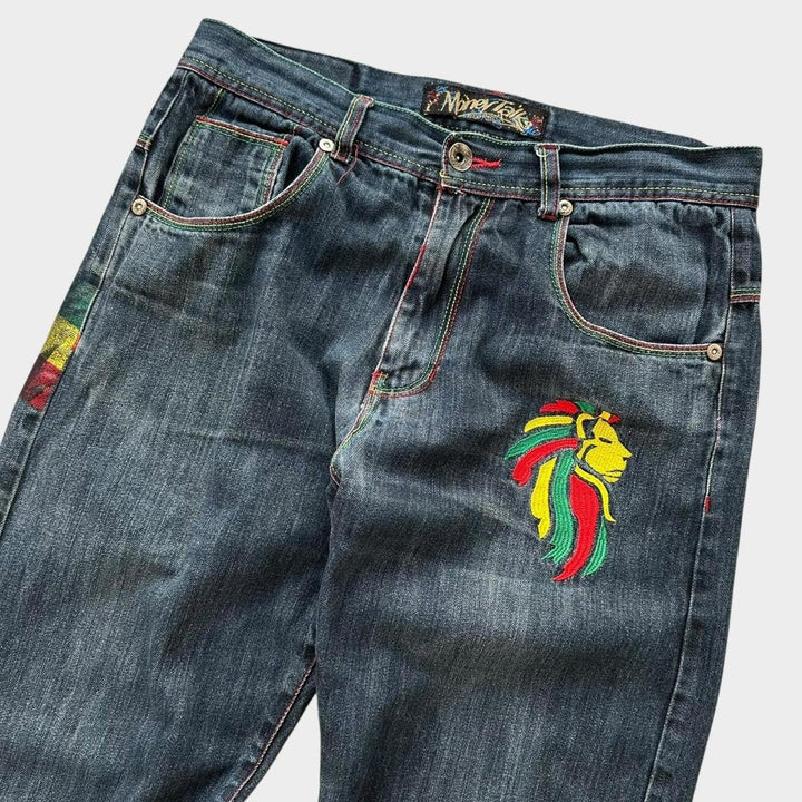 Jeans Baggy Hip-hop Rasta - cintura 34