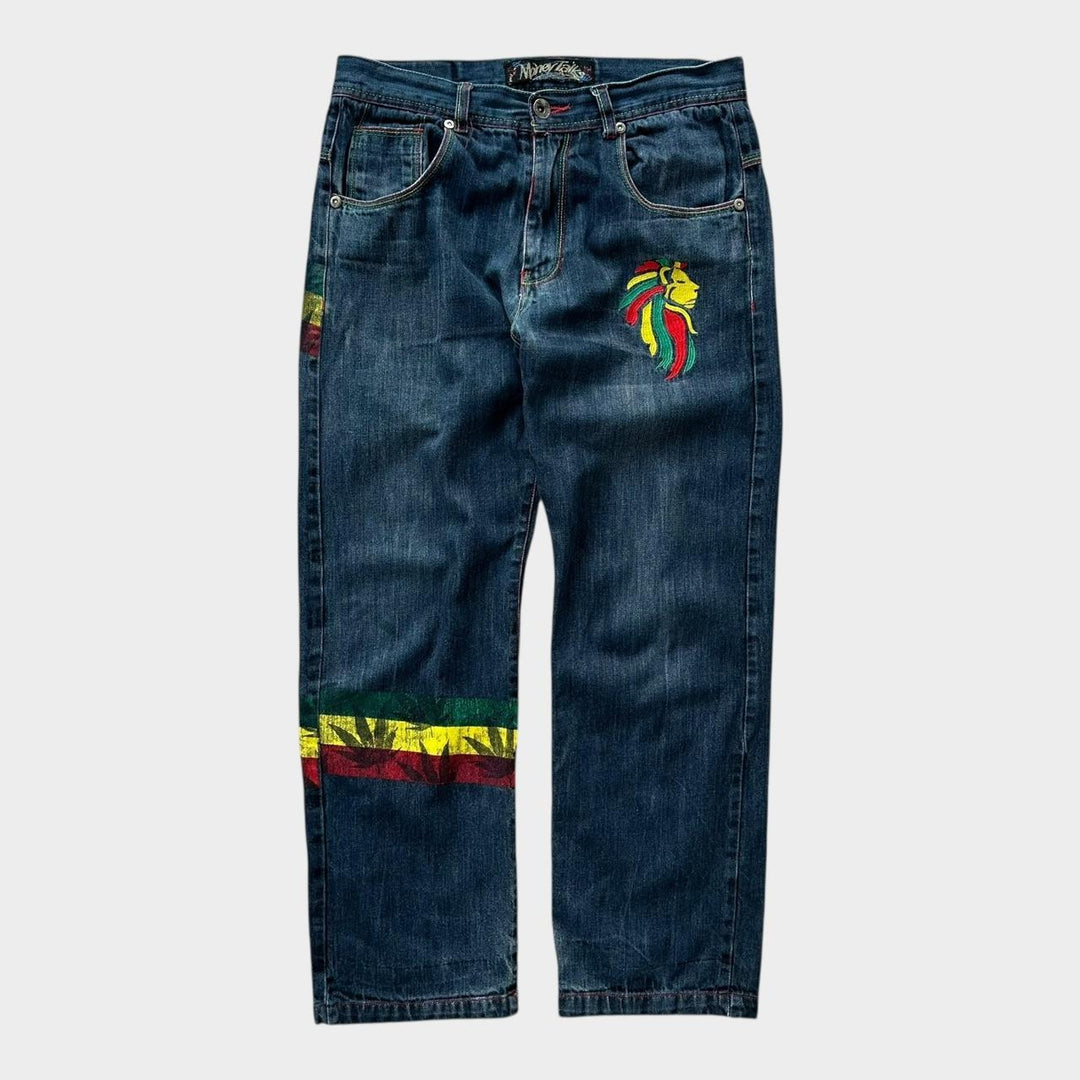 Jeans Baggy Hip-hop Rasta - cintura 34