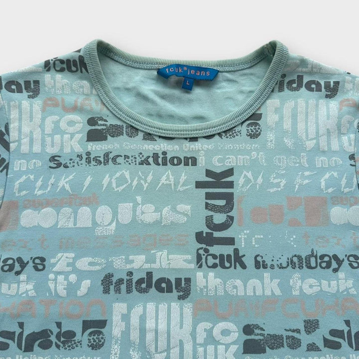 Camiseta vintage Y2K FCUK - tamanho feminino grande
