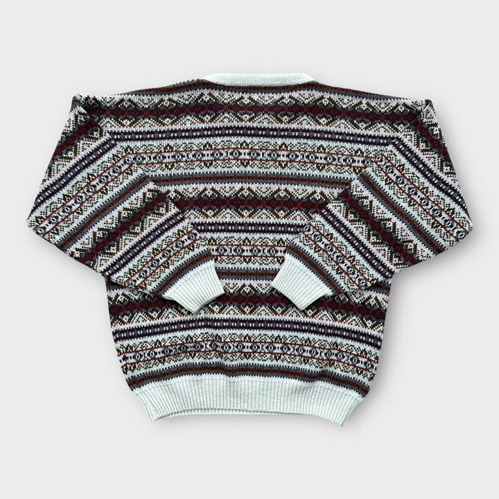 Suéter de malha estampado vintage dos anos 90 - XL