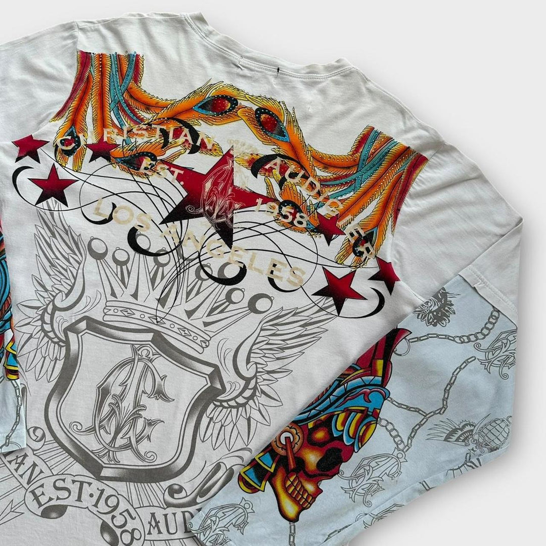 Camiseta Christian Audigier Ed Hardy de manga comprida - média (cabe como uma XL)