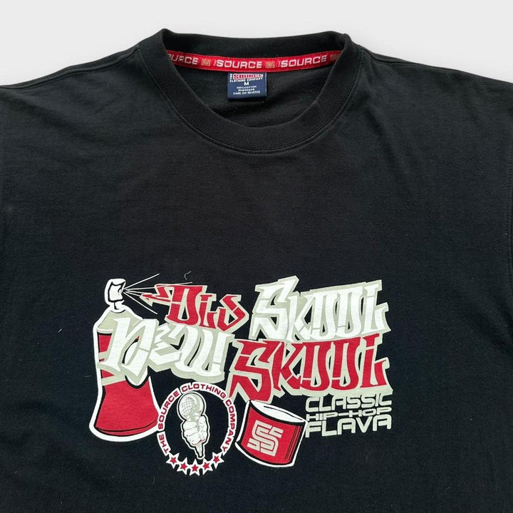 Camiseta com estampa de hip hop Y2K – média (cabe como uma grande)