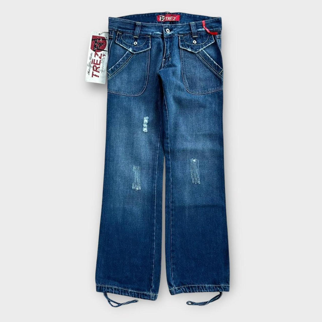 Jeans vintage Y2K com perna larga - 32 polegadas