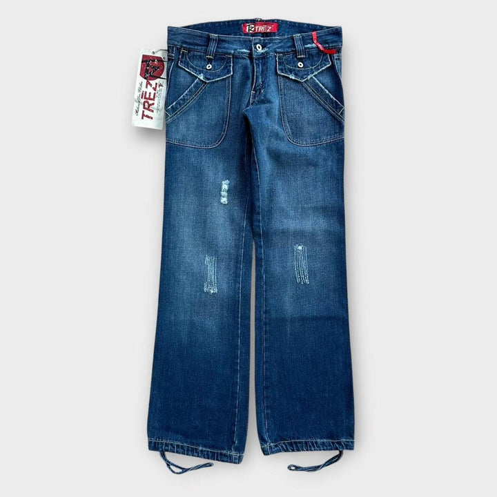 Jeans vintage Y2K com perna larga - 32 polegadas
