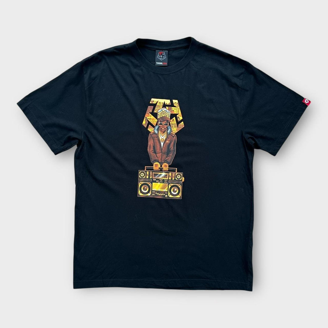 Camiseta com estampa tribal hip-hop Y2K - XL