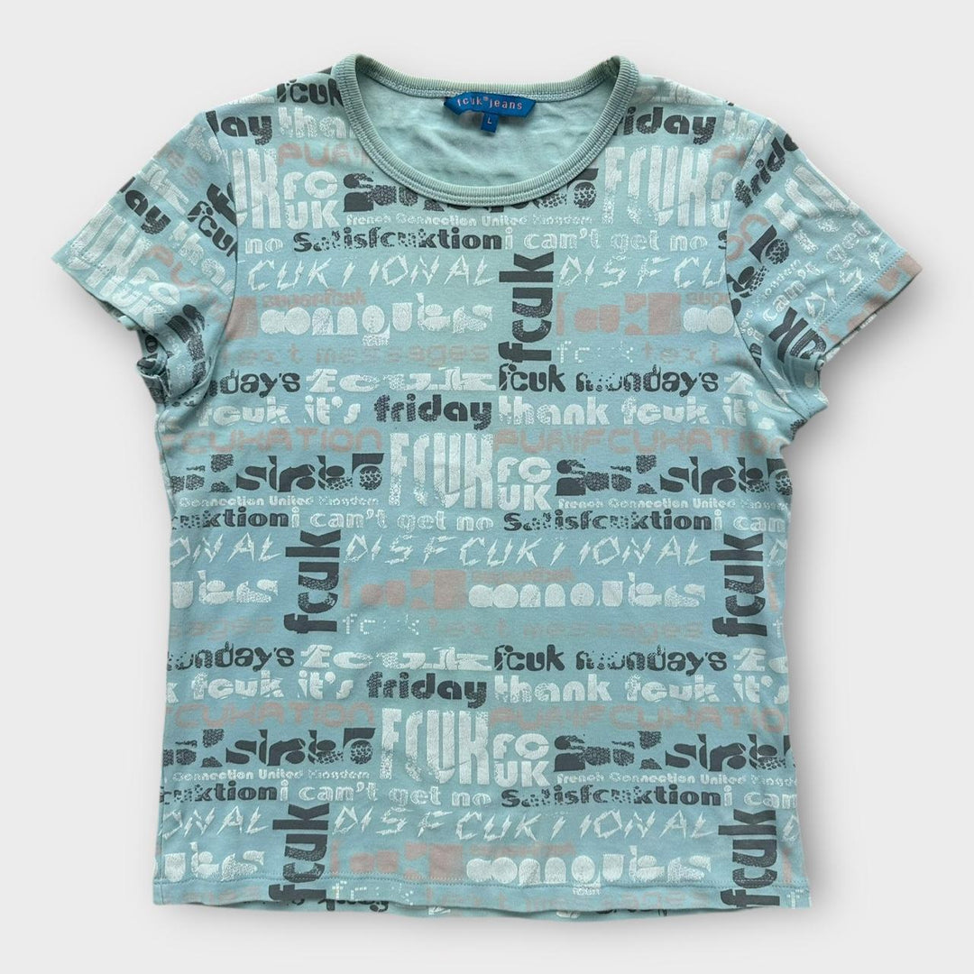 Camiseta vintage Y2K FCUK - tamanho feminino grande