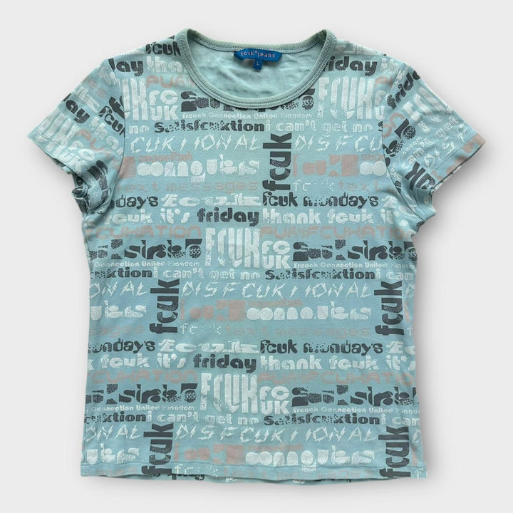 Camiseta vintage Y2K FCUK - tamanho feminino grande
