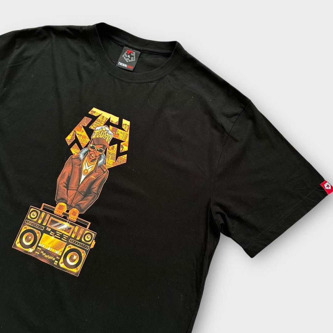 Camiseta com estampa tribal hip-hop Y2K - XL