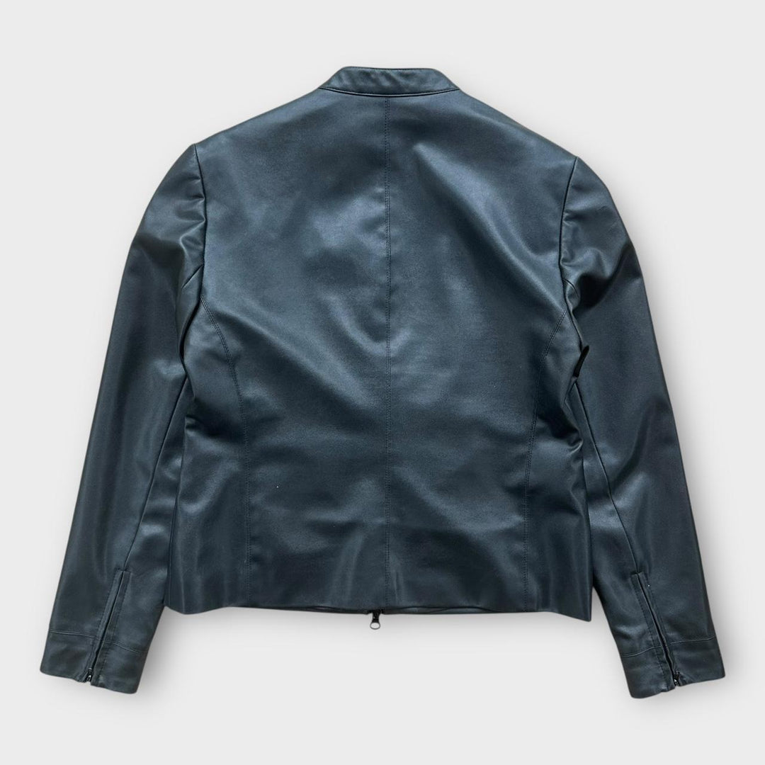 Jaqueta de couro vintage Y2K para mulher - UK12